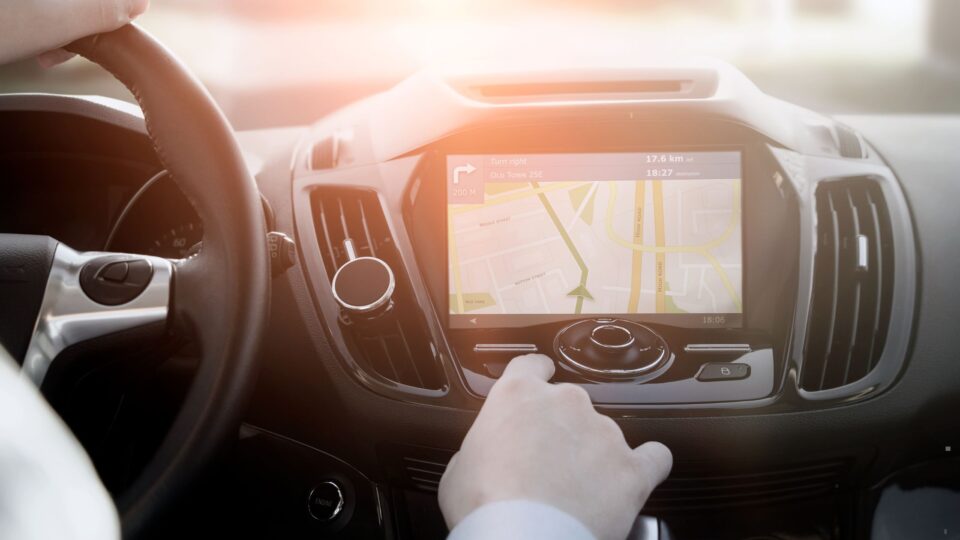 GPS system in car dashboard